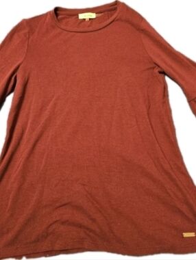 Calvin Klein Womens Bell Sleeve Top Red Stretch Knit Long Sleeve Shirt